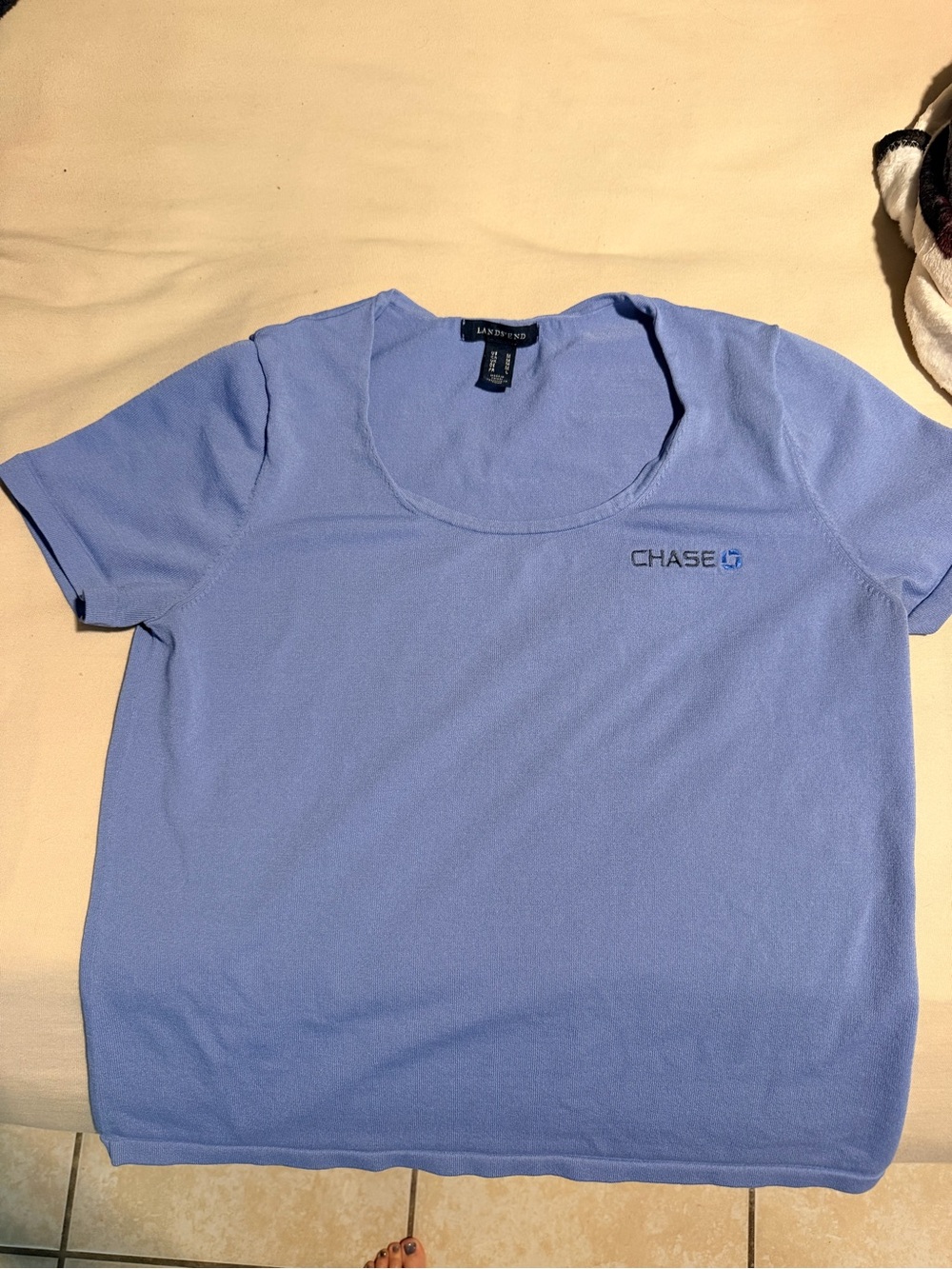 Lands' End Light Blue Scoop Neck Short Sleeve Tee